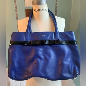 Blue and black Kate Spade large purse with bow detail